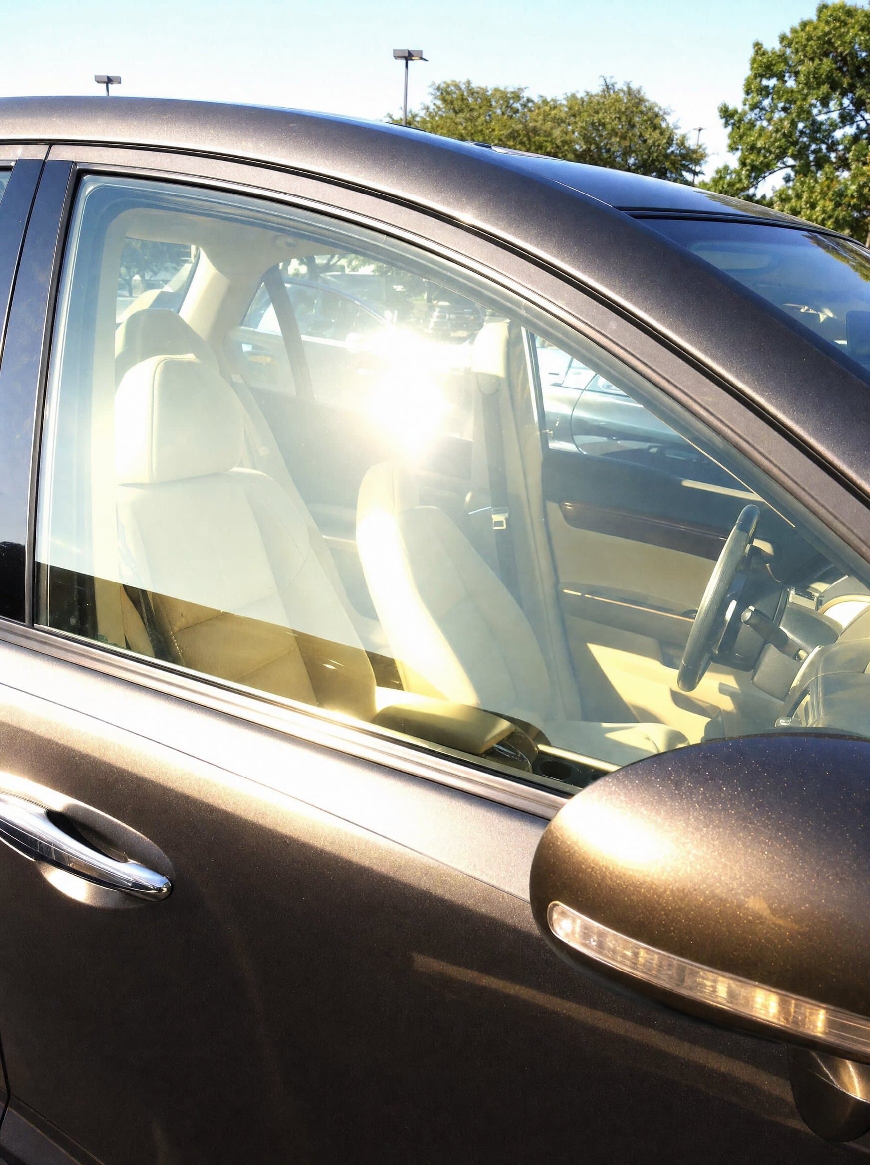 Car window without tint — bright glare and heat